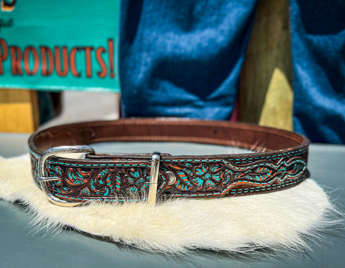 Turquoise Floral Highlight Belt