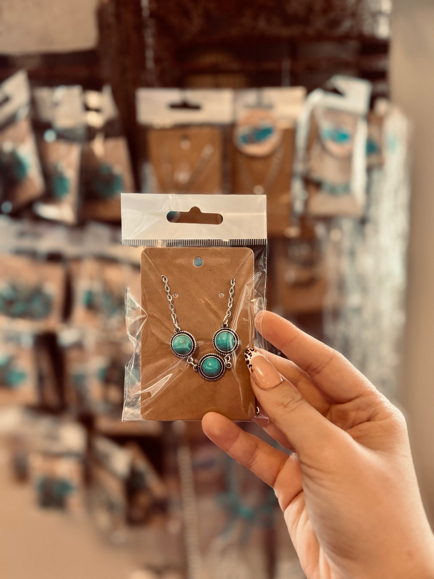 Dainty Round Turquoise Necklace
