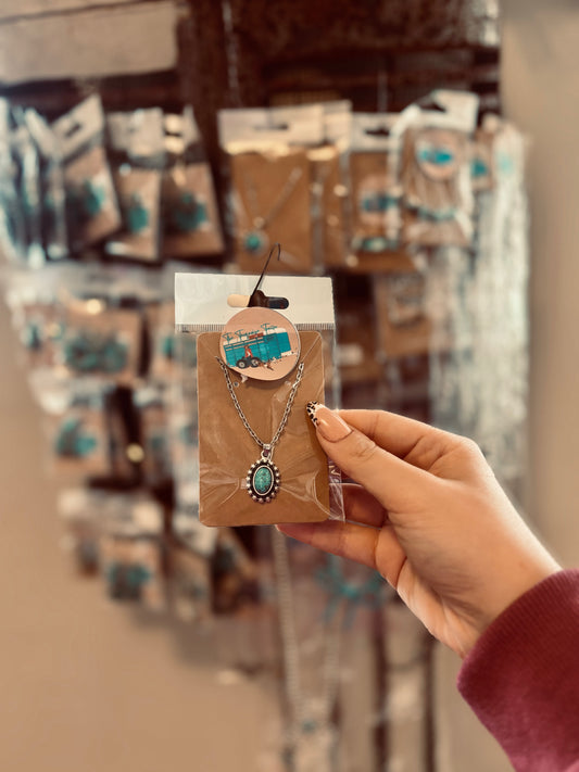 16" 8mm Oval Turquoise Necklace