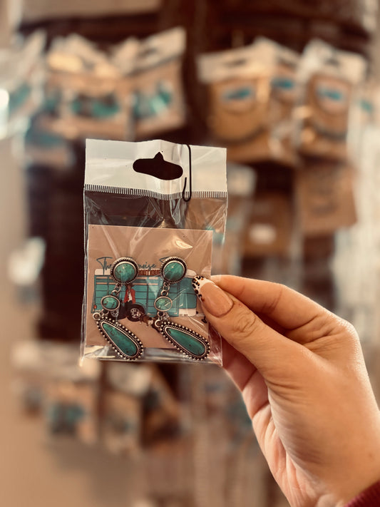 Tres Turquoise Post Earrings