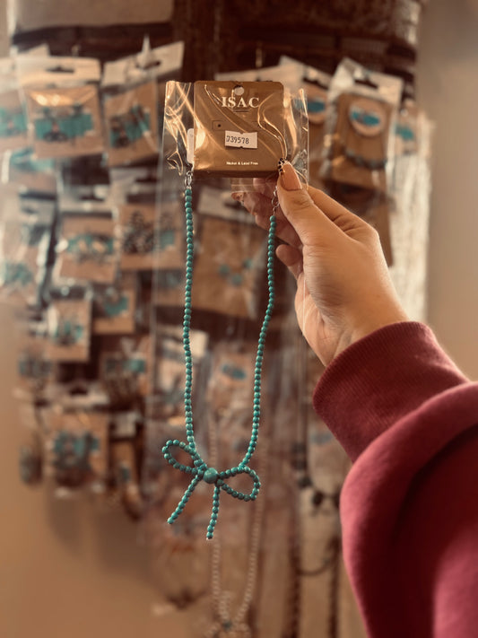 15" Turquoise Bow Necklace