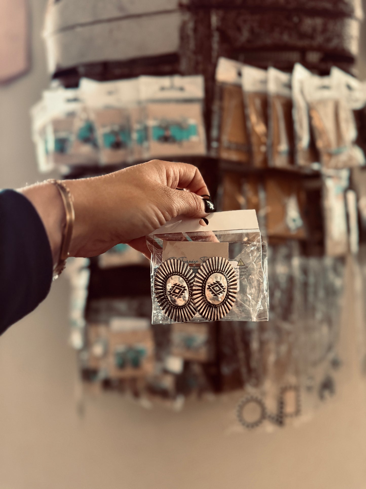 Aztec Concho Oval Studs