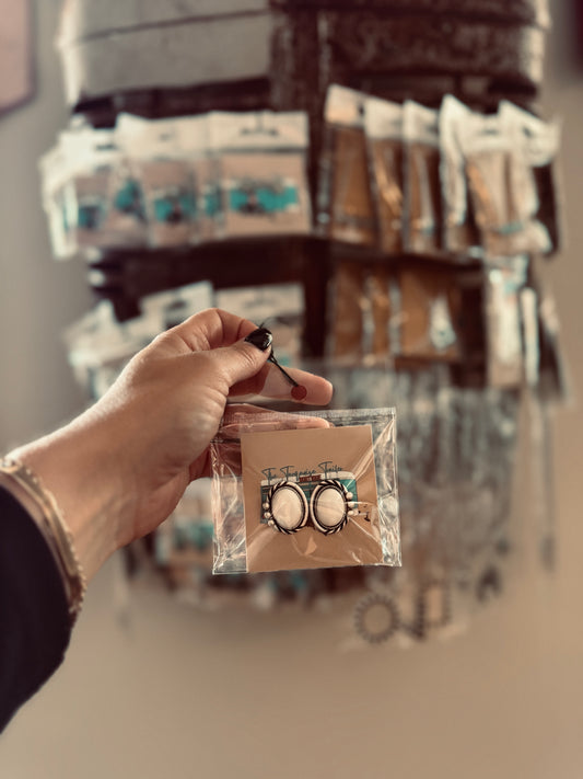 White Buffalo Turquoise Stud Earrings