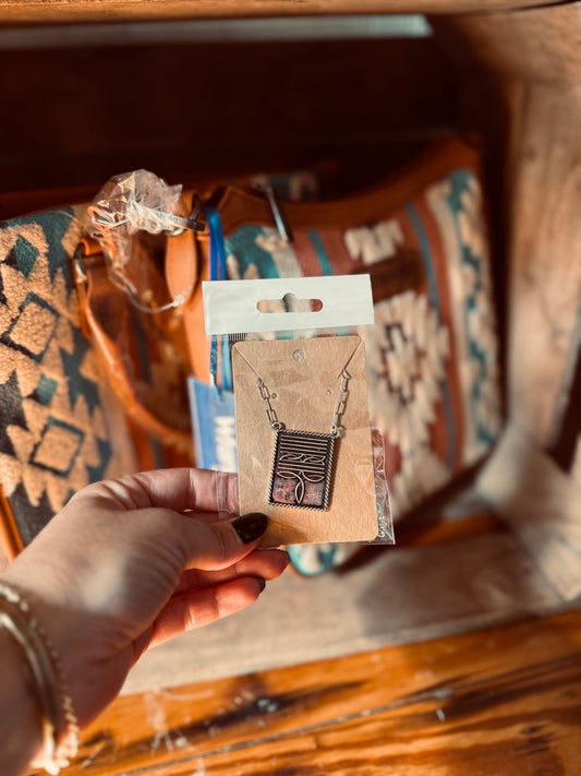 Boot Stitch Square Necklace