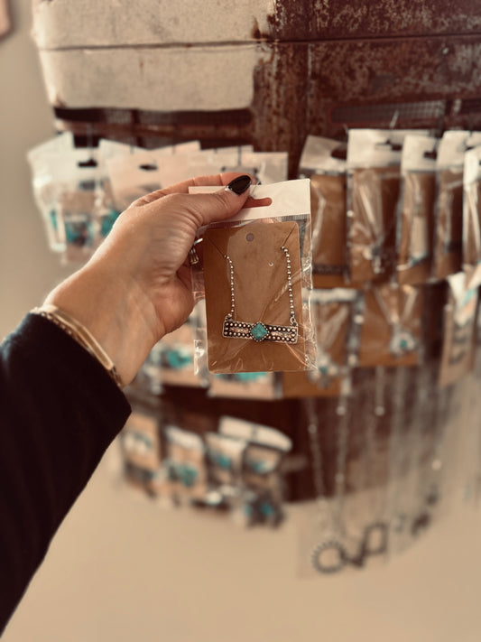 Turquoise Stone Bar Necklace