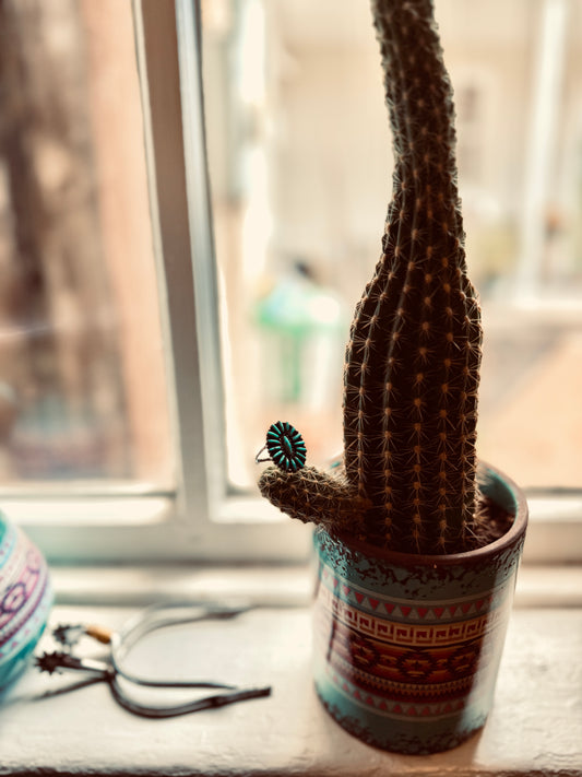 Oval Turquoise Flower Ring