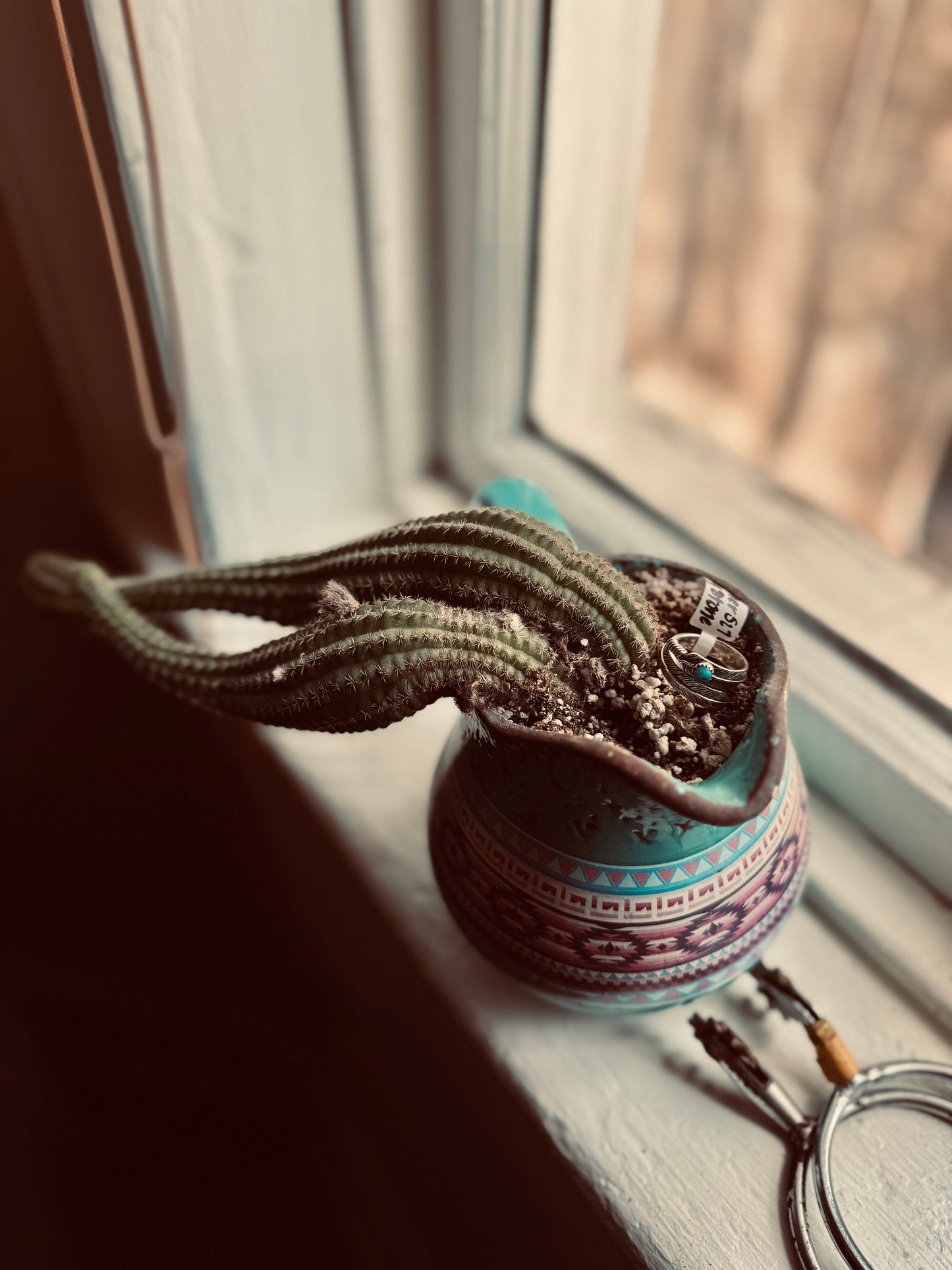 Feather Turquoise Stone Ring Sterling Silver