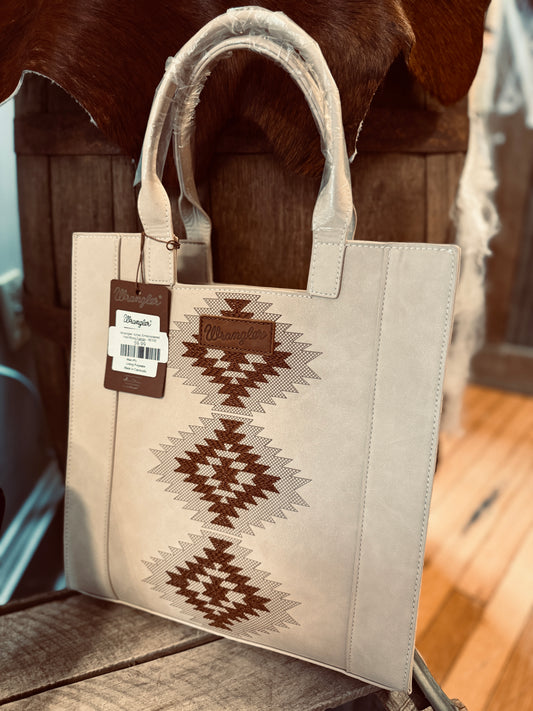 Wrangler Aztec Embroidered Handbag Family - BEIGE
