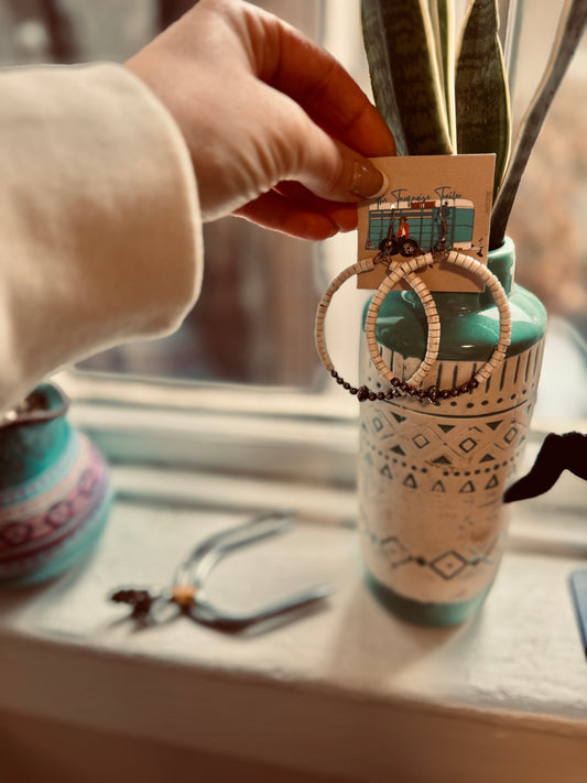 White Buffalo Hoop Earrings