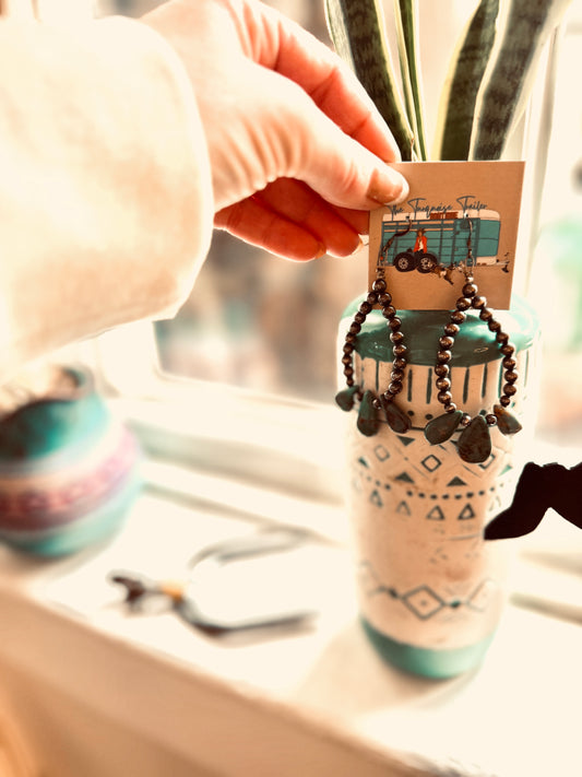 Navajo Pearl Teardrop Turquoise Earrings