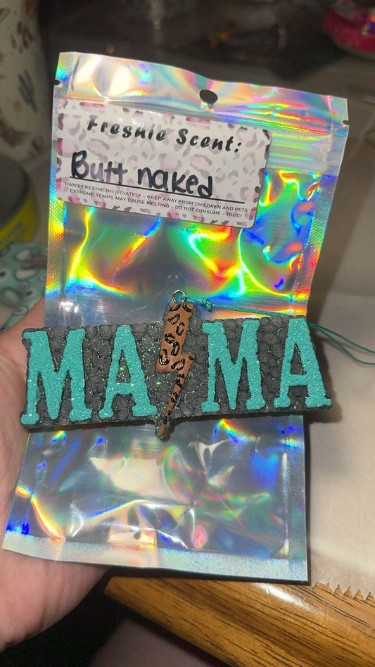 cheetah print lighting bolt "mama"- butt naked