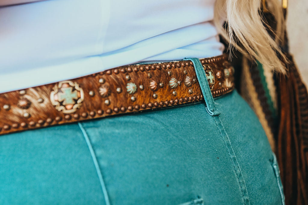 Roan Cowhide Studded Belt