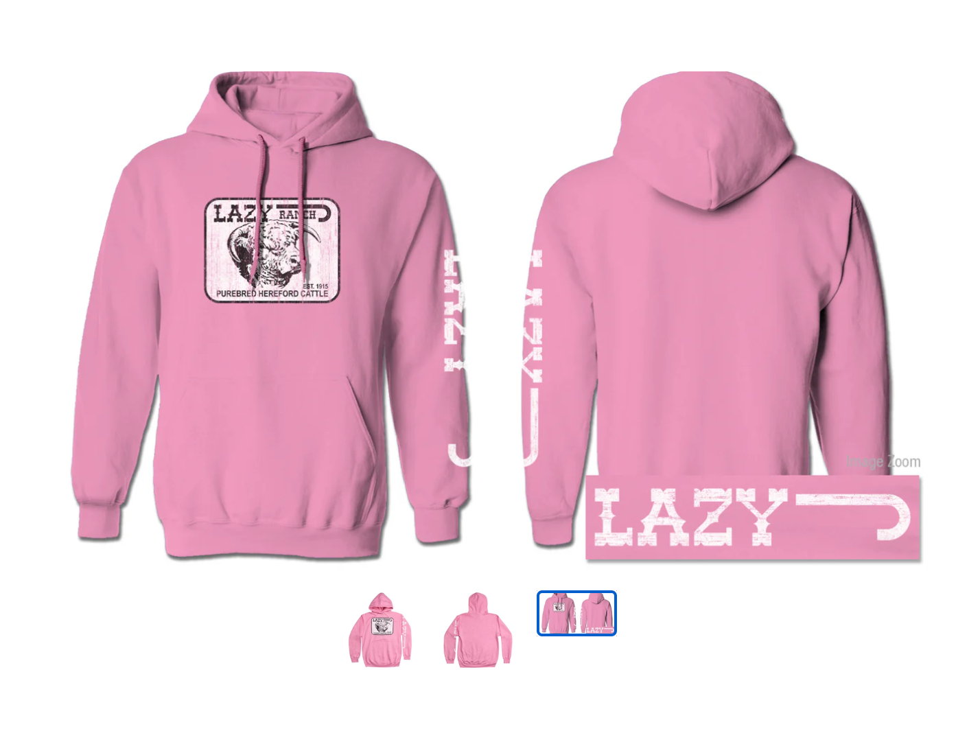 Lazy J Ranch Purebred Hereford Pullover Hoodie - Pink