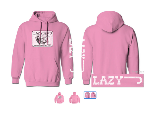 Lazy J Ranch Purebred Hereford Pullover Hoodie - Pink