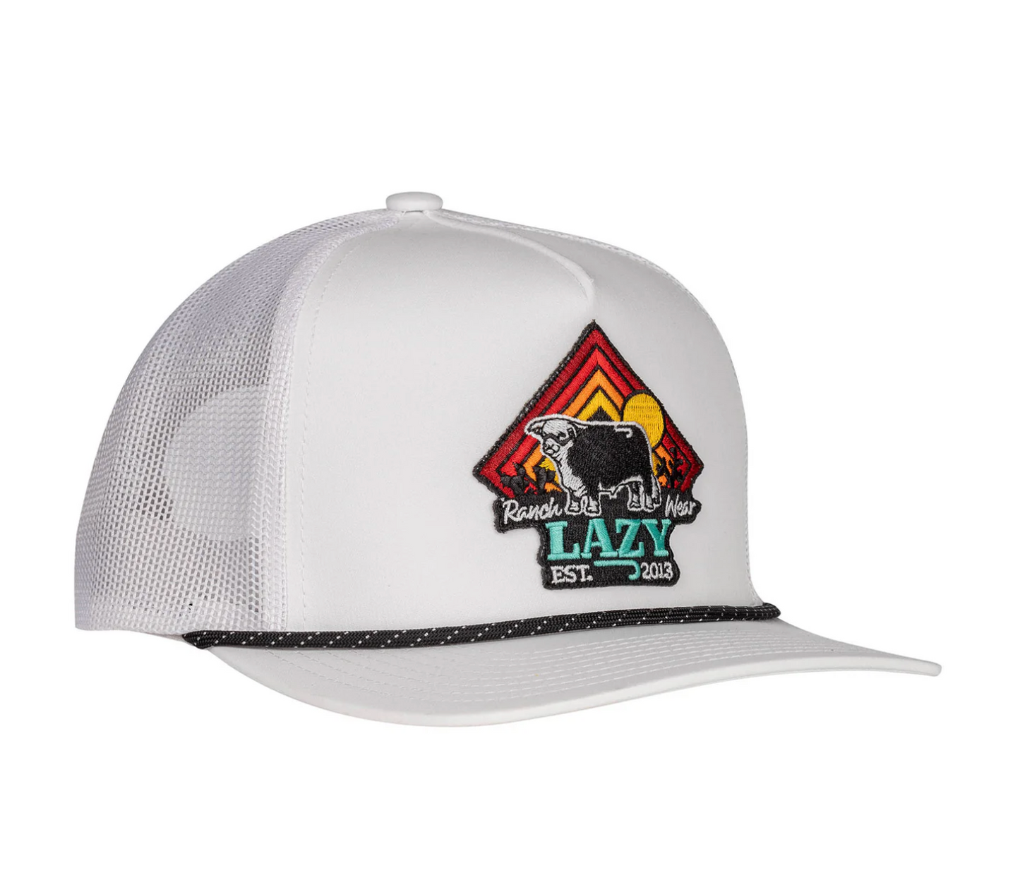 Lazy J Ranch White Cactus Rise Mid Profile Trucker Hat