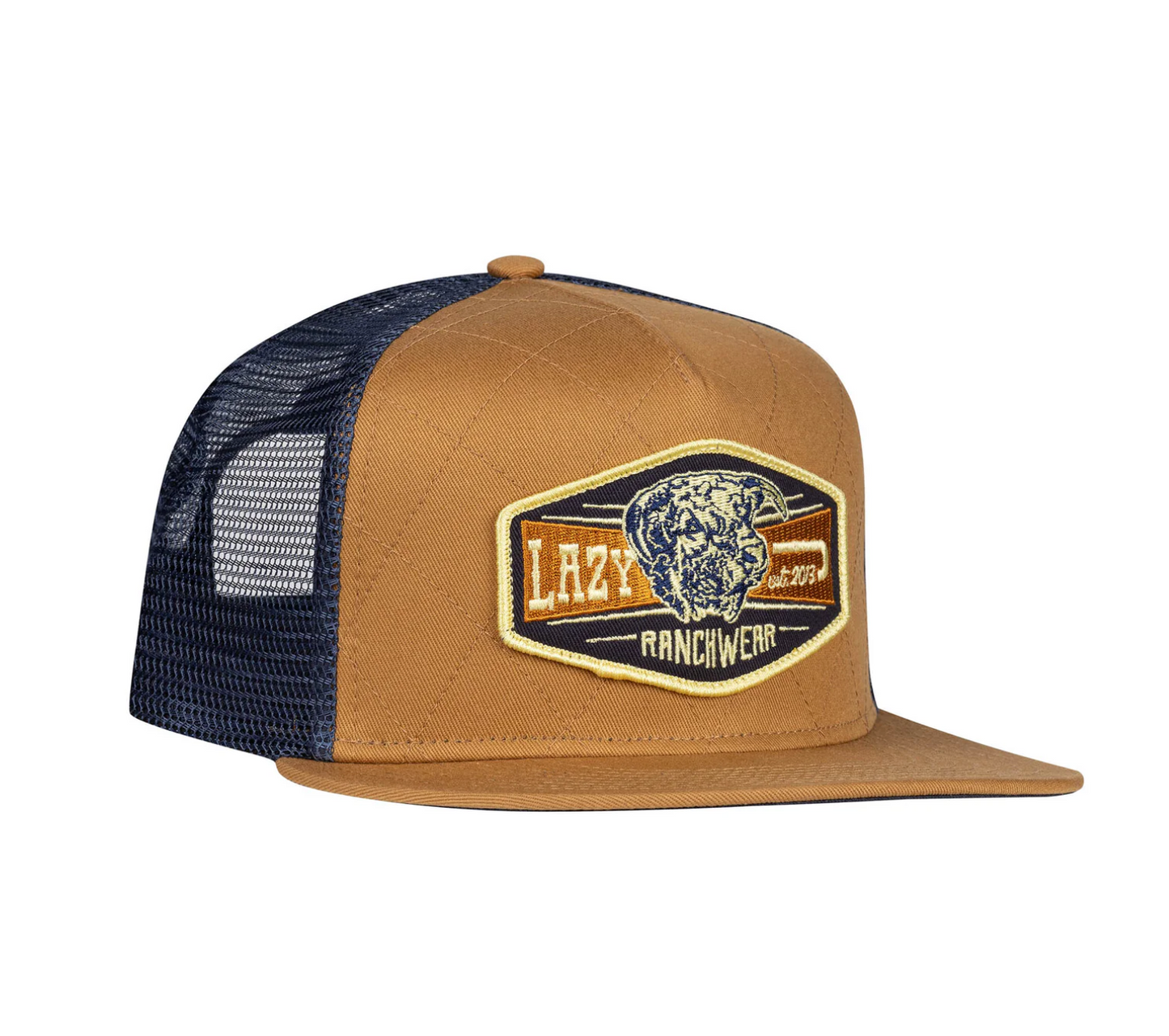Lazy J Ranch Mustard & Navy Diamond Ranch Classic Five Panel Trucker Hat