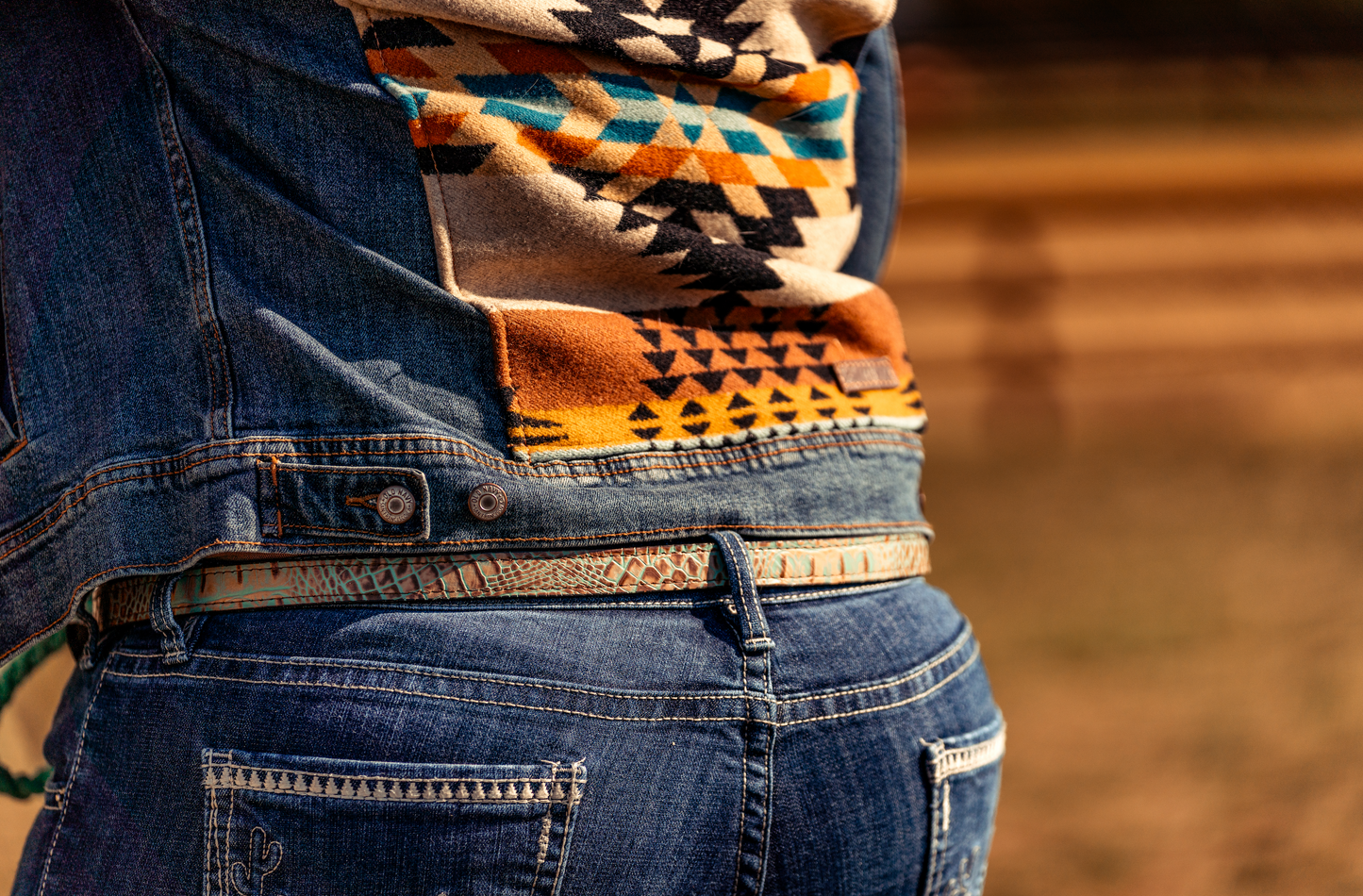 Turquoise Gator Thin Western Belt