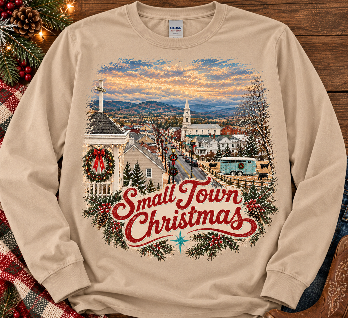 Small Town Christmas Long Sleeve Tee