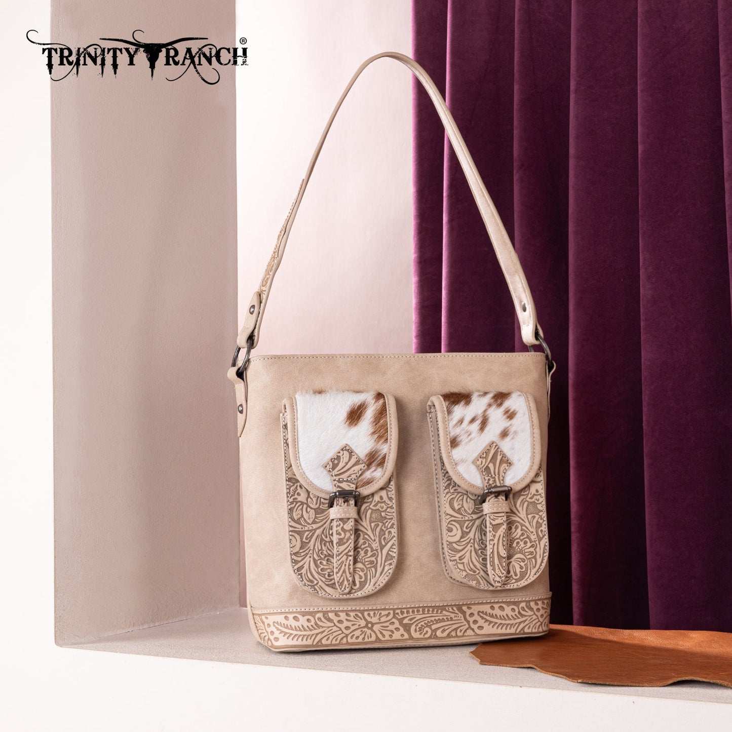 Tan Leather Tooling Handbag Family