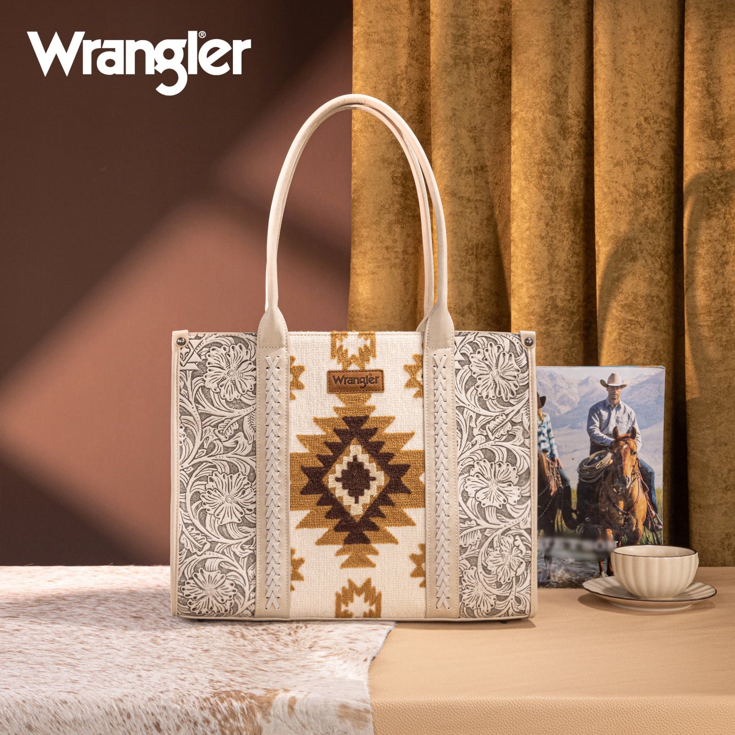 Wrangler Aztec Boho Handbag - BEIGE