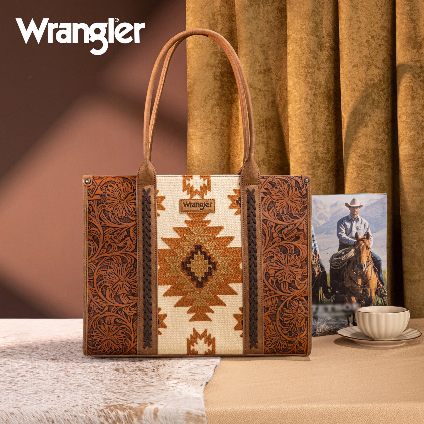Wrangler Aztec Boho Handbag - BROWN