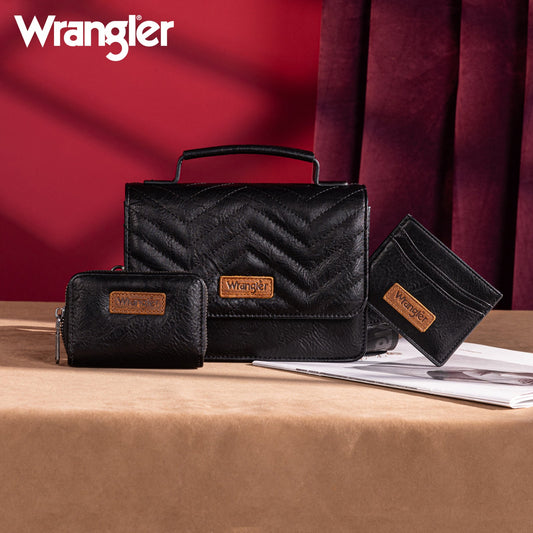 Wrangler 3PCs Set Mini Top Handle Crossbody/Wallet/Card Case Set