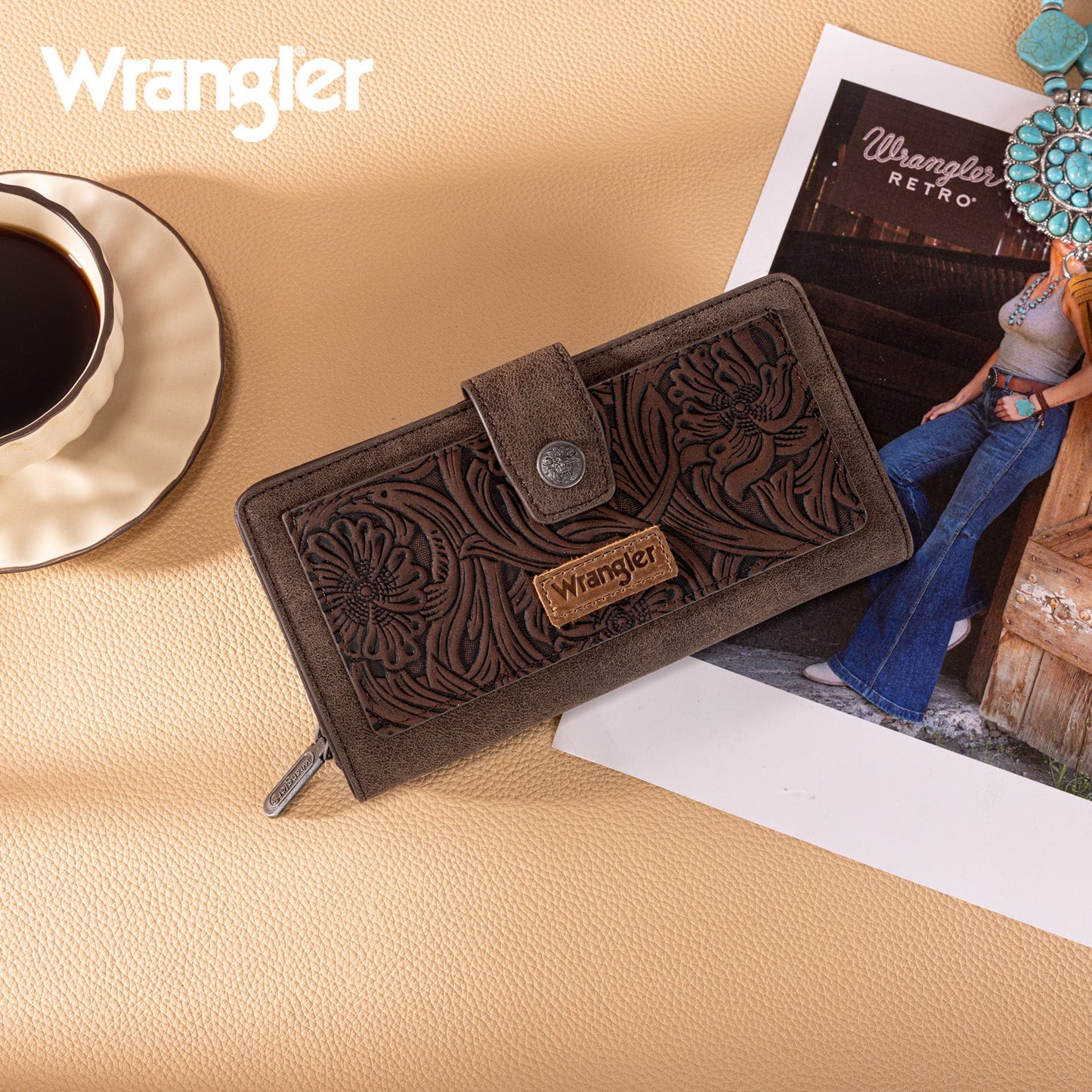 Wrangler Floral Tooled Wallet
