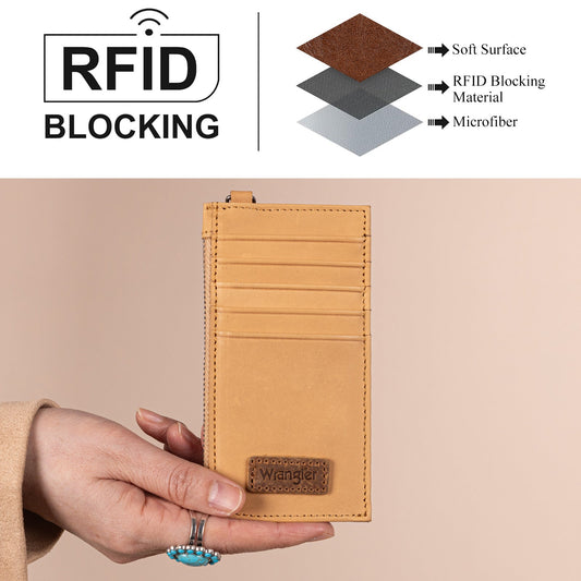 Wrangler Genuine Leather RFID Card Case Wallet