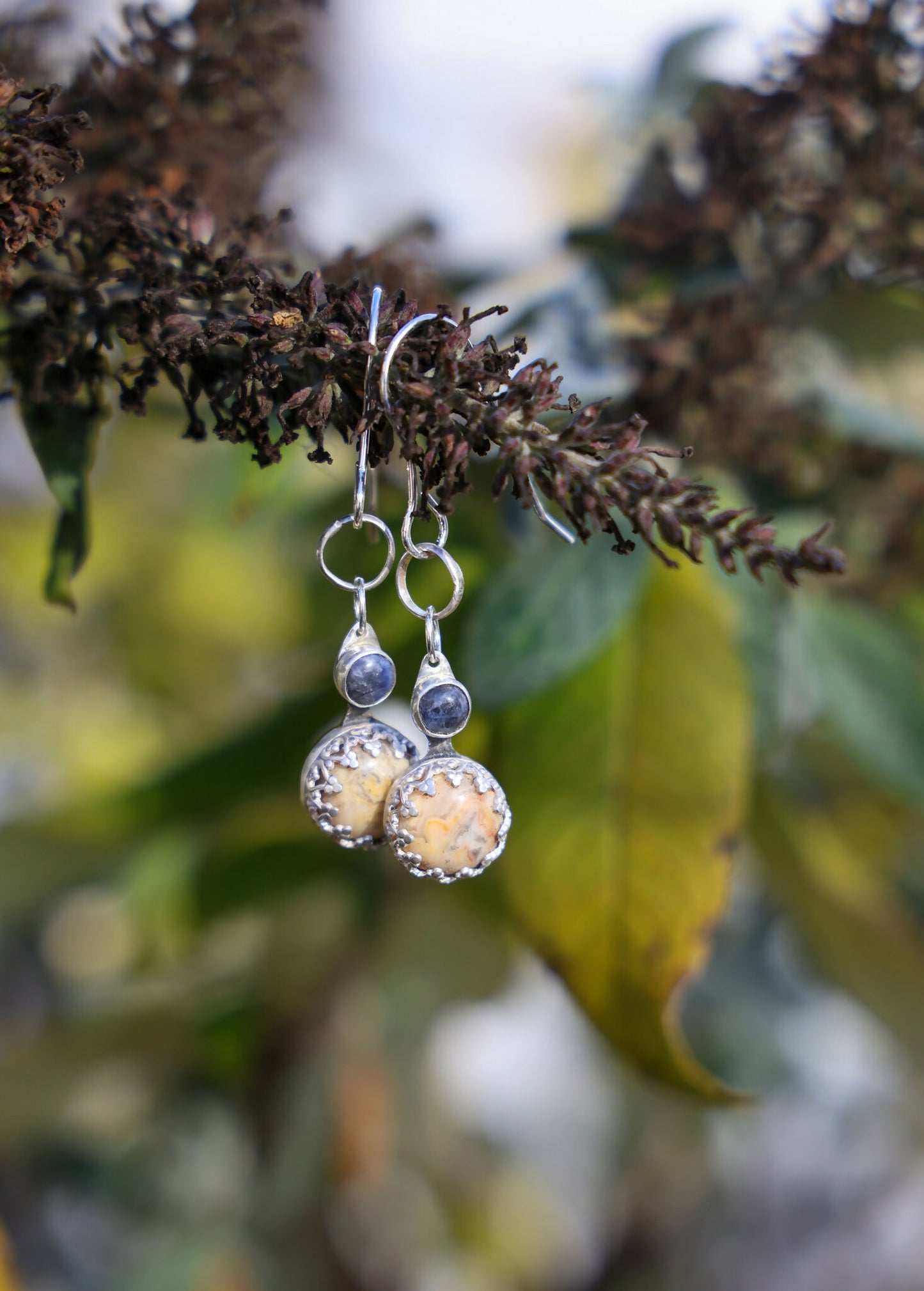 Crazy lace agate and sodalite earrings