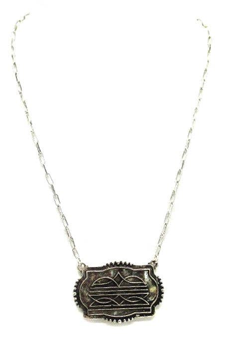 Boot Stitch Buckle Necklace