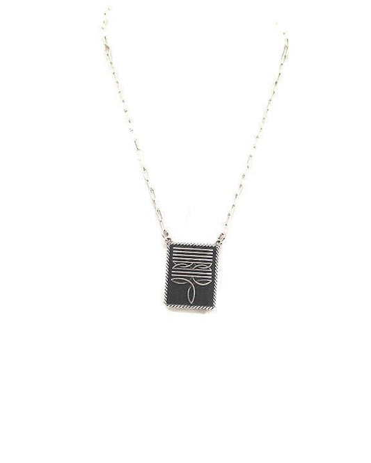 Boot Stitch Square Necklace