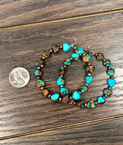 Heart Turquoise Hoop Earrings