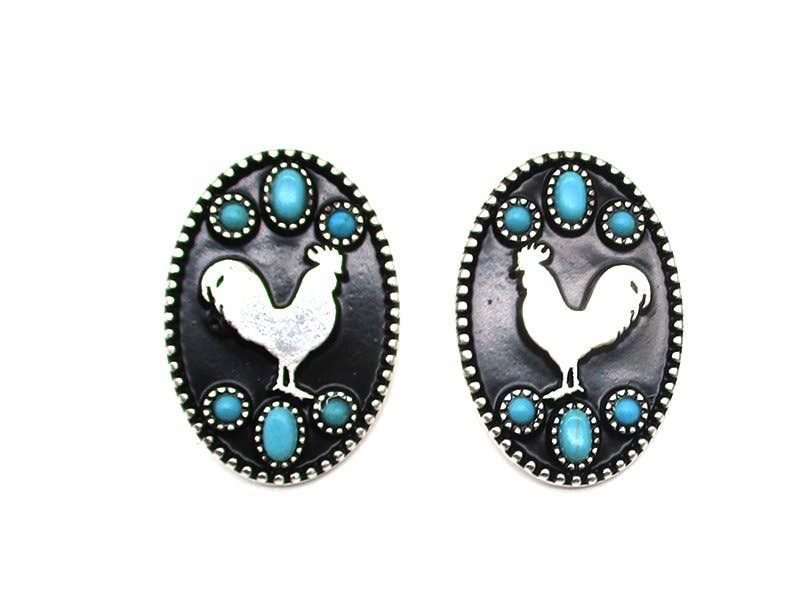 Oval Chicken Turquoise Earrings