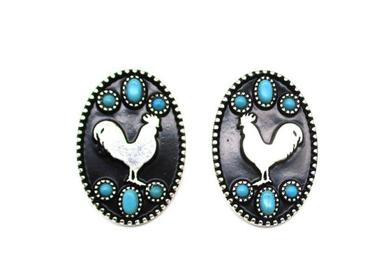 Oval Chicken Turquoise Earrings