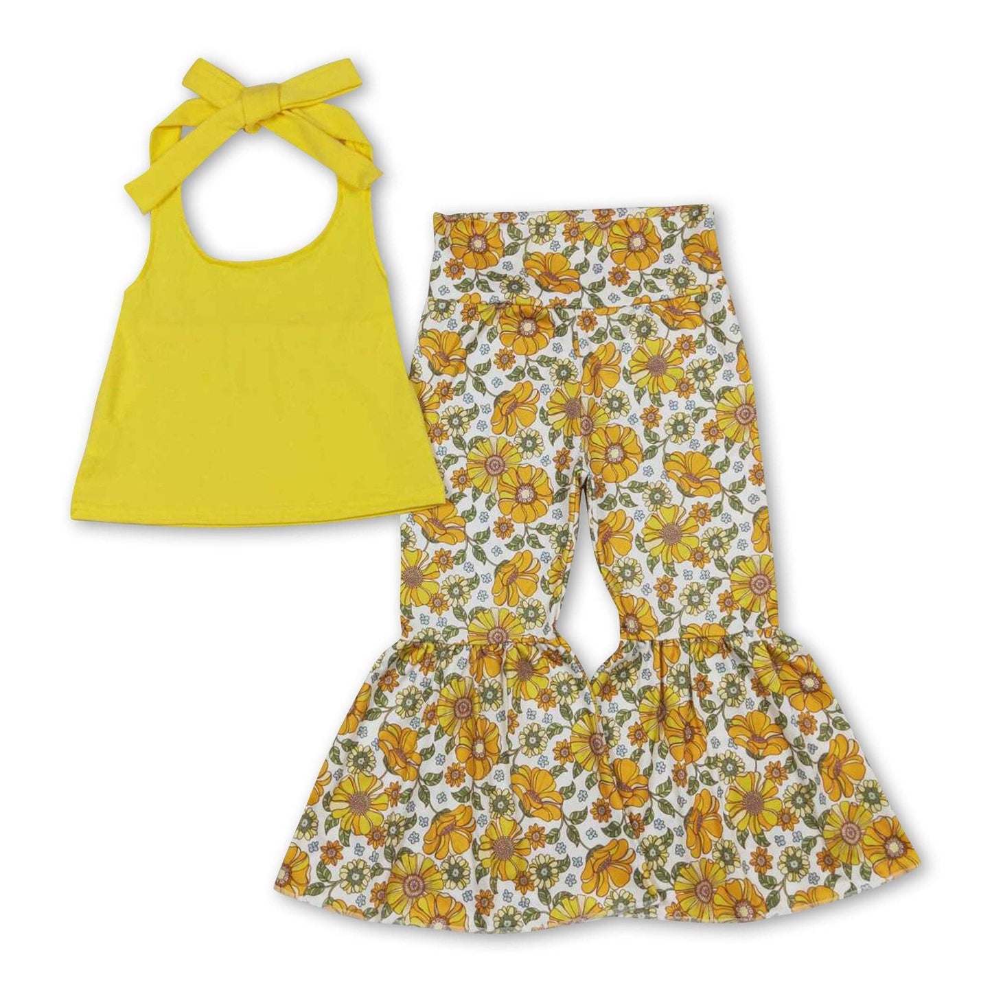 YELLOW FLORAL HALTER BELL SET