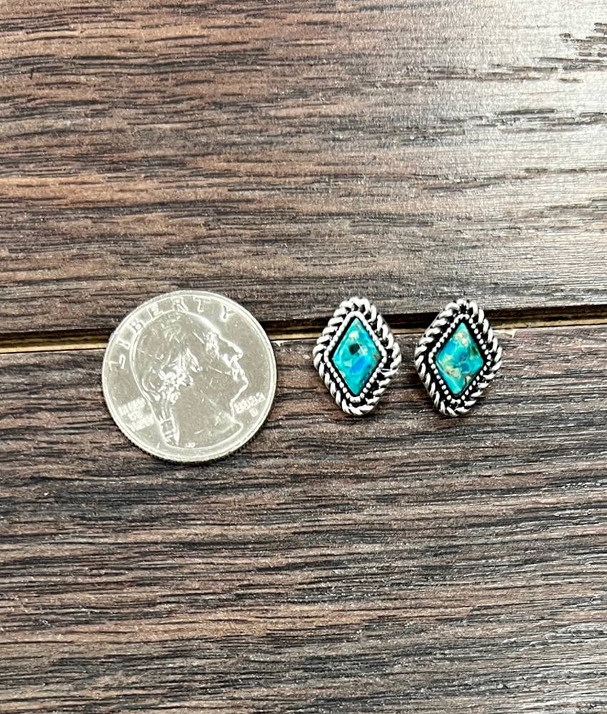 Diamond Shaped Turquoise Studs
