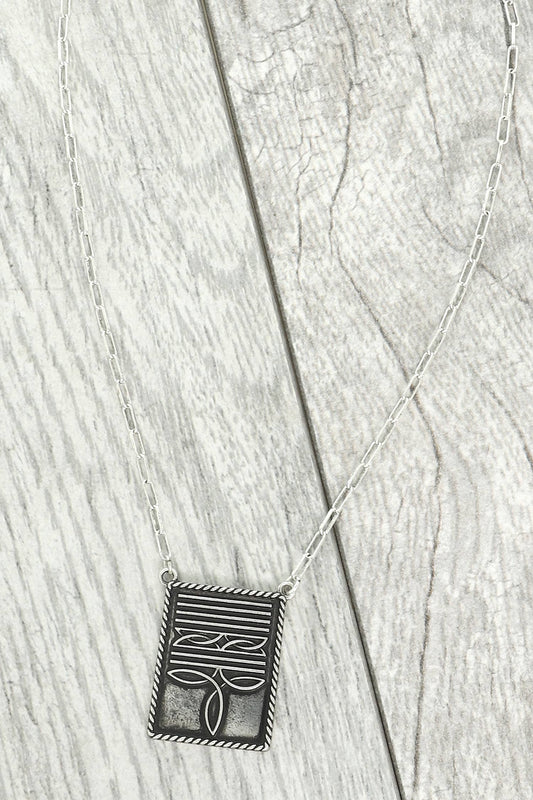 Western Boot Stitch Pendant Necklace
