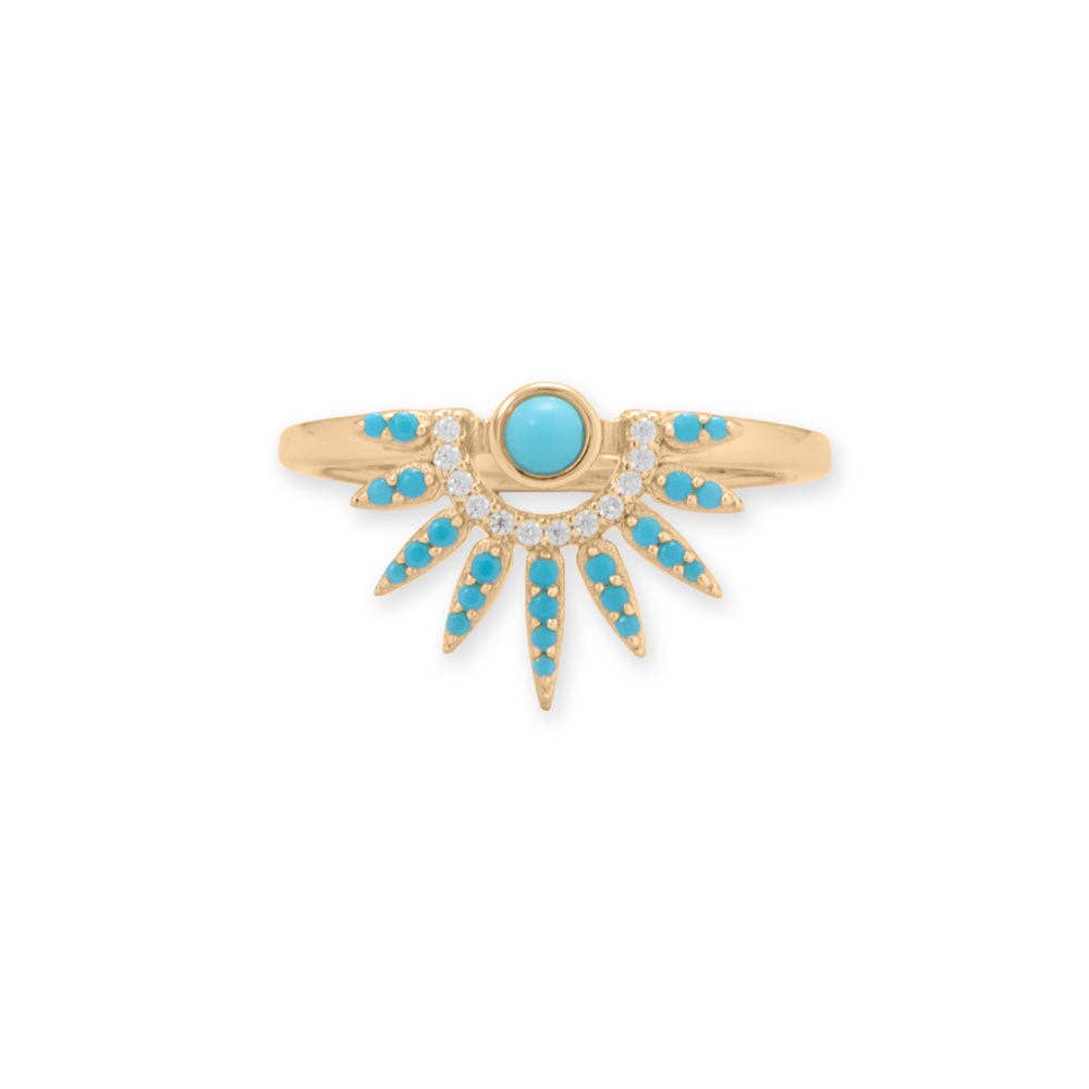 14 Karat Gold Plated Turquoise Spike Ring
