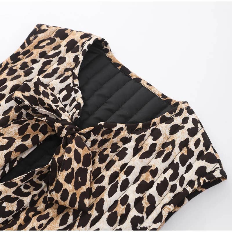 Leopard Ribbon Quilted Vest *REVERSIBLE*