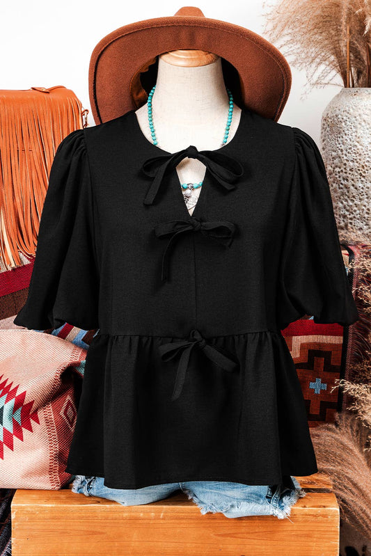 Puff Sleeve Bow Top