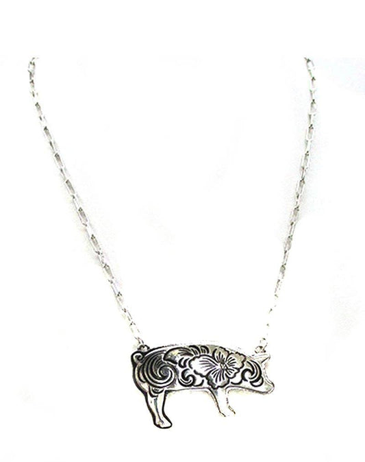 Western Scroll Pig Necklace
