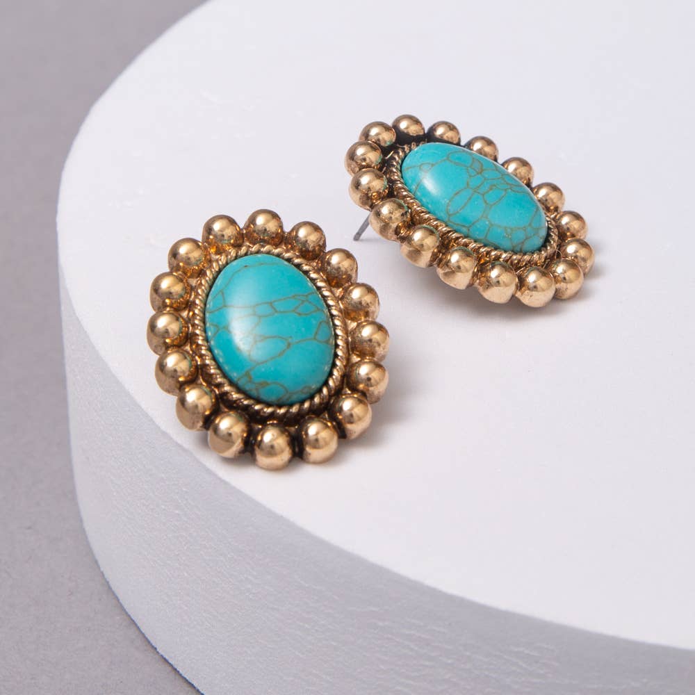Oval Turquoise Earrings