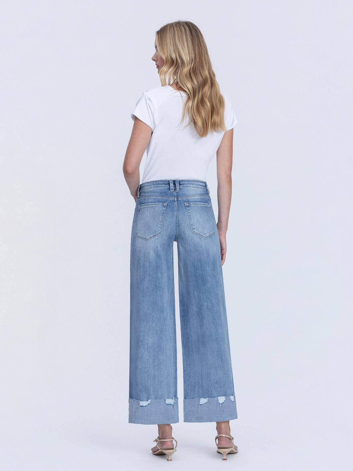 LOVERVET By Vervet HIGH RISE MEDIUM WASH CUFFED WIDE JEANS