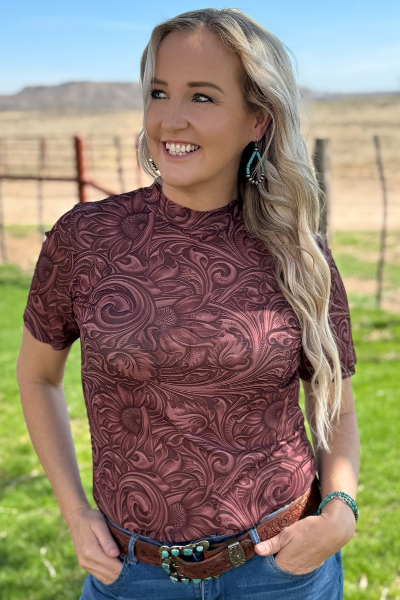 Country Roads Mesh Short Sleeve Top