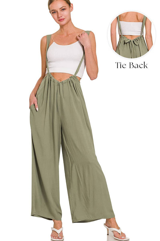 Tie Back Suspender Jumpsuit w/ Pockets
