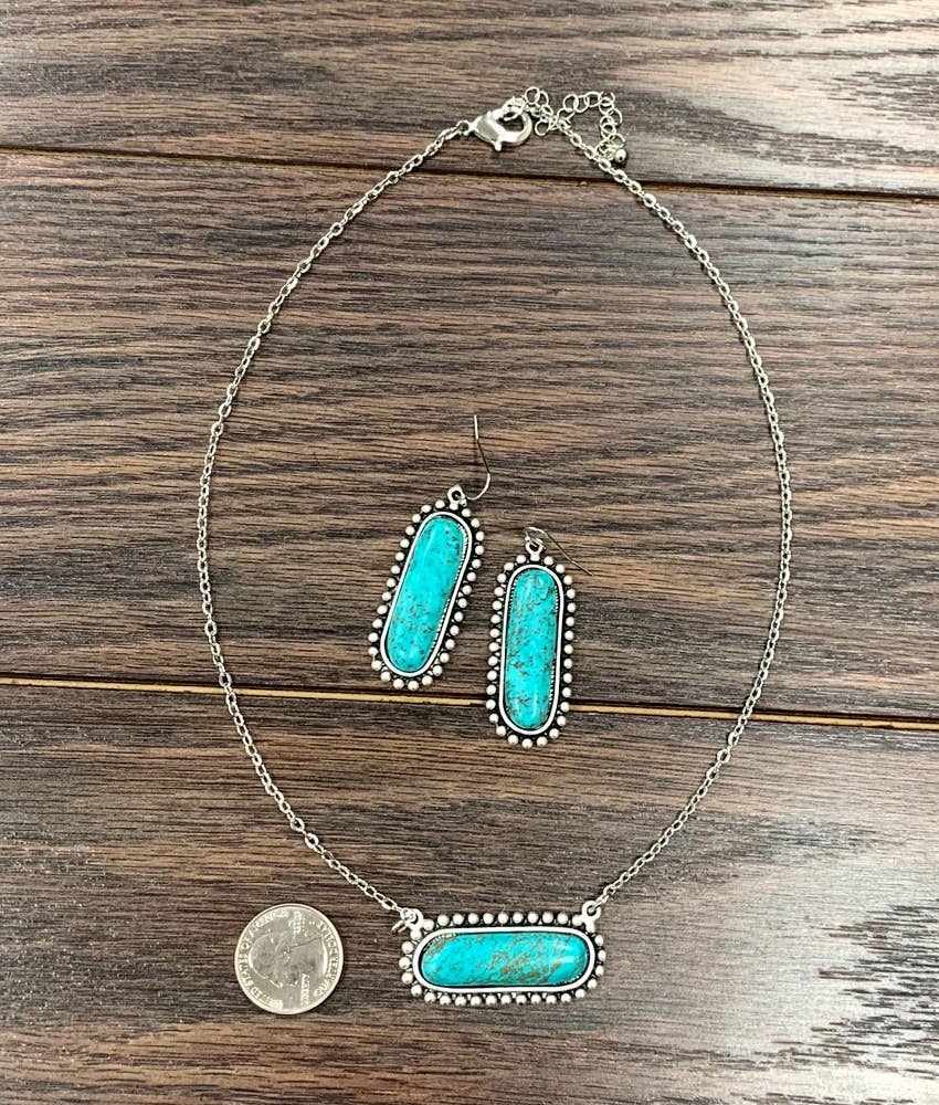 Turquoise Necklace Earrings Set