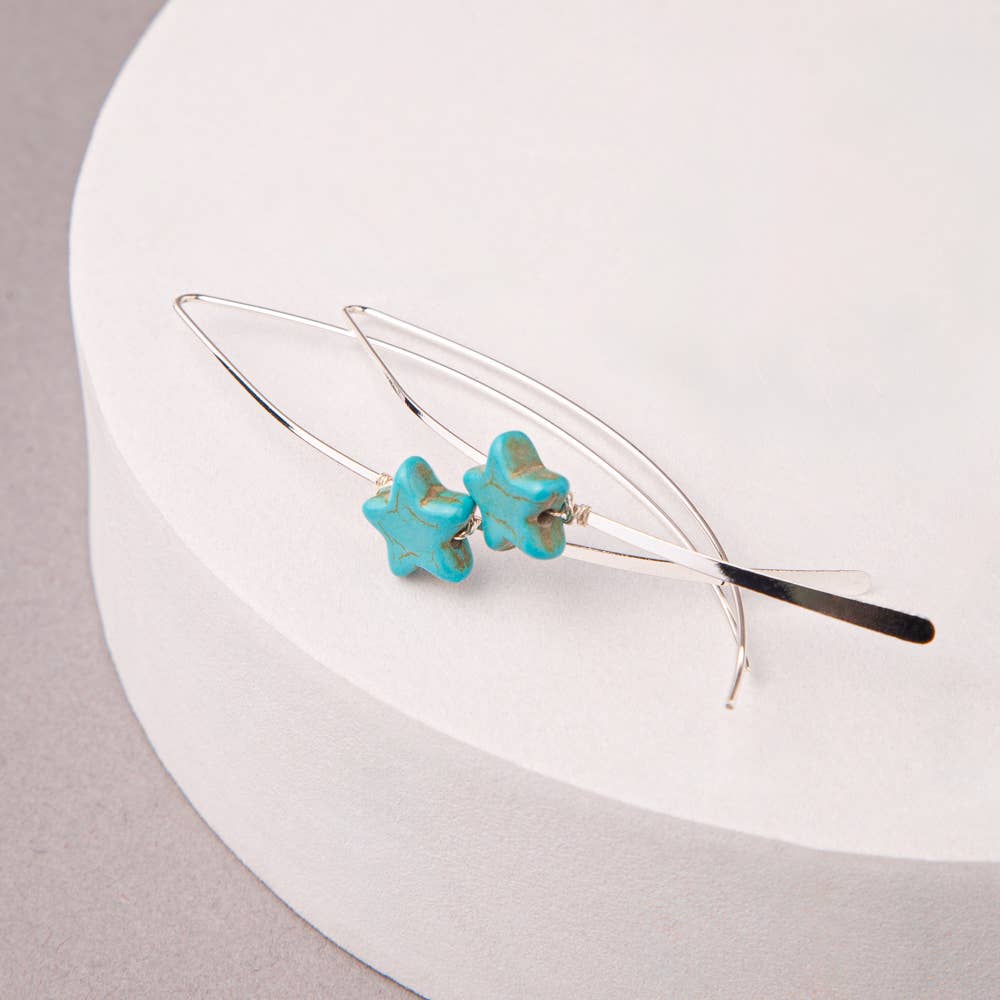 Angled Loop Turquoise Earrings