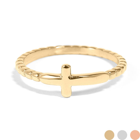 Beaded Stackable Cross Ring