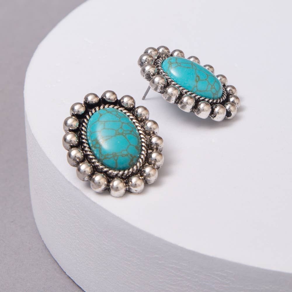 Oval Turquoise Earrings