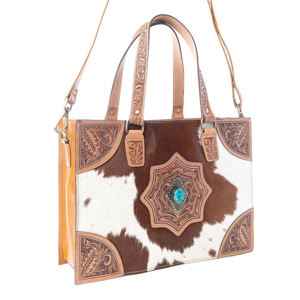 Desert Jewel Handtooled Hairon Leather Concealed Carry Bag